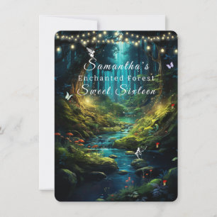 Sweet Sixteen, Enchanted Forest Fairies Lights Invitation