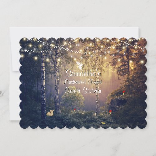 Sweet Sixteen Enchanted Forest Fawn Lights Invitation