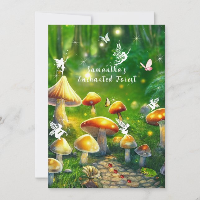 Sweet Sixteen Enchanted Forest Mushrooms Fairies Invitation (Front)