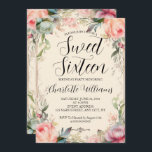 Sweet Sixteen Fairytale Floral 16th Birthday Invitation<br><div class="desc">Fairytale floral sweet sixteen birthday invitation with a flower frame for a girl turning 16. Custom template you can personalize with your party or celebration details.</div>