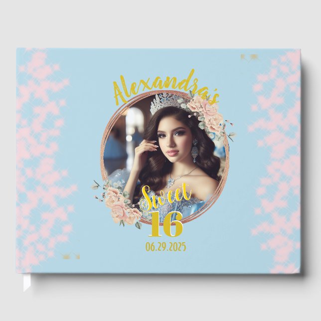 Sweet sixteen Fairytale Princess Photo  Guest Book (Front)
