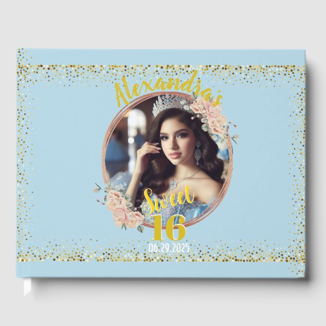 Sweet sixteen Fairytale Princess Photo  Guest Book (Front)
