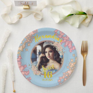 Sweet Sixteen Fairytale Princess Photo Paper Plates