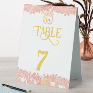 Sweet sixteen Fairytale Princess Table Number Tent