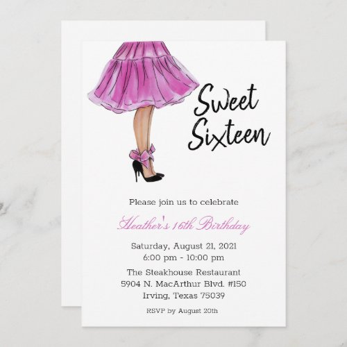 Sweet Sixteen Fashion Birthday Invitation