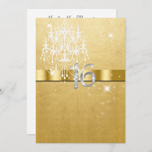 Sweet Sixteen Faux Glitter Gold White Custom Invitation