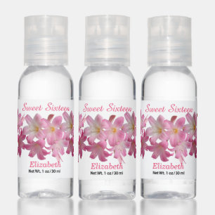 Sweet Sixteen Floral Birthday Favor Hand Sanitizer