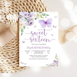 Sweet Sixteen Floral Butterfly Invitation