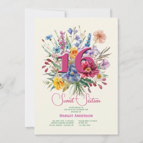 Sweet Sixteen Floral Invitation
