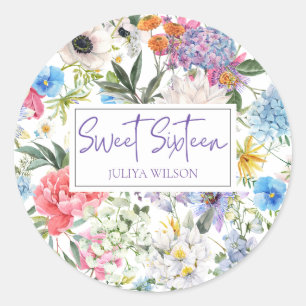 Sweet Sixteen flower garden Classic Round Sticker