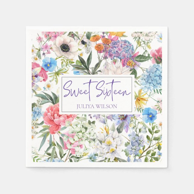 Sweet Sixteen flower garden  Napkins (Front)