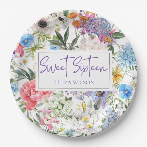 Sweet Sixteen flower garden Paper Plate