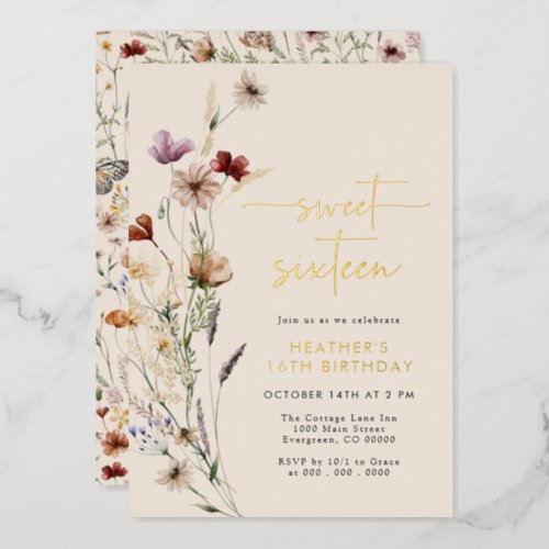 Sweet Sixteen Foil Invitation