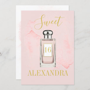 Sweet Sixteen French Pink Perfume Monogram Invitation