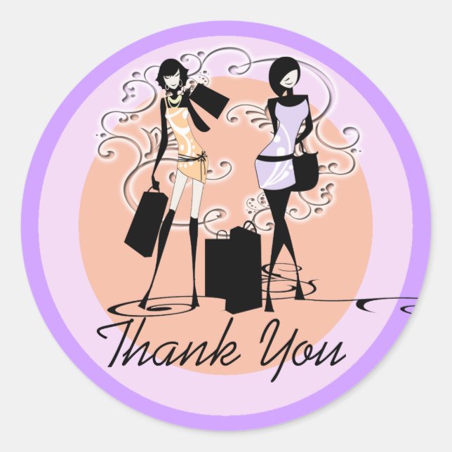 "Sweet sixteen" girls fashion shopping divas Classic Round Sticker (Front)