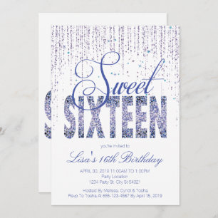 Sweet Sixteen, Glam Glitter Invitations