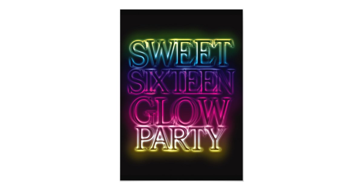 Sweet Sixteen GLOW PARTY Glow in the Dark Card | Zazzle.com