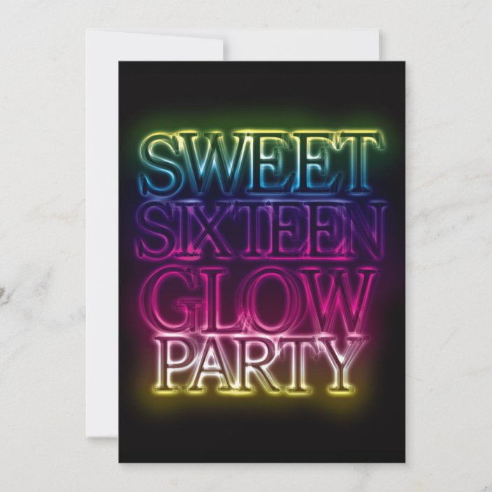 Sweet Sixteen Glow Party Glow In The Dark Invitation