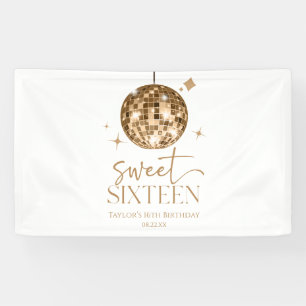 Sweet Sixteen Gold Disco Ball 16th Birthday Party Banner