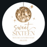 Sweet Sixteen Gold Disco Ball 16th Birthday Party Classic Round Sticker<br><div class="desc">These are Sweet Sixteen Gold Disco Ball 16th Birthday Party Favor Stickers!</div>