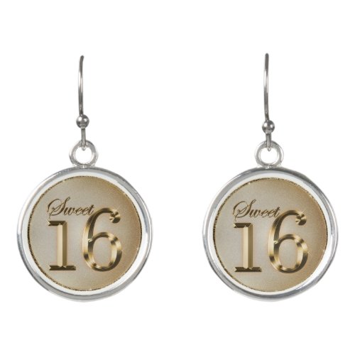 Sweet Sixteen Gold Faux Foil Glitter Earrings