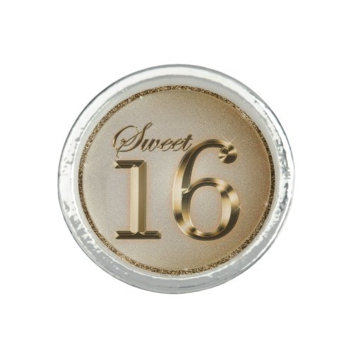 Sweet Sixteen Gold Faux Foil Glitter Ring