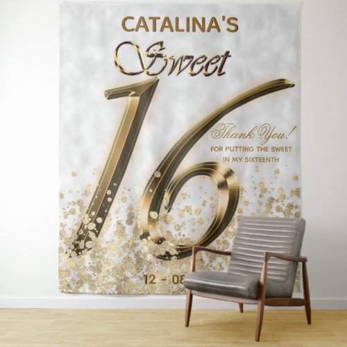 Sweet Sixteen Gold Faux Foil Glitter