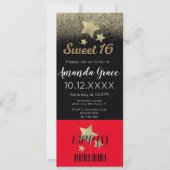 Sweet Sixteen Gold Glitter Movie Star Red Carpet  Invitation (Front)