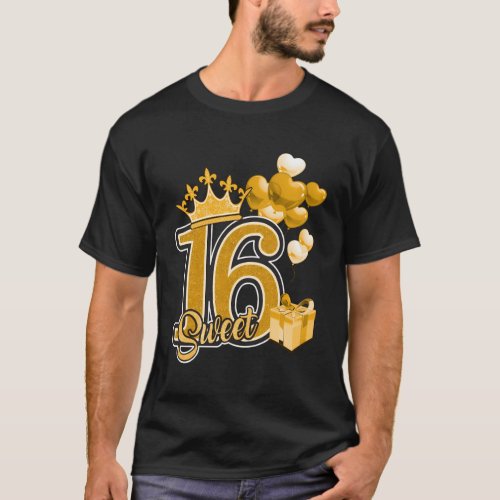 Sweet Sixteen Golden 16 Year T_Shirt
