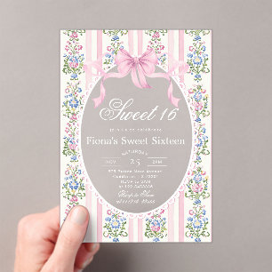 Sweet Sixteen Grandmillen Coqueete Bow Birthday Acrylic Invitations