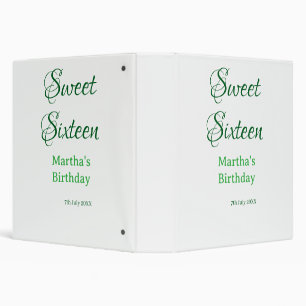 Sweet Sixteen green name date calligraphy boho ret 3 Ring Binder