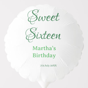 Sweet Sixteen green name date calligraphy boho ret Balloon