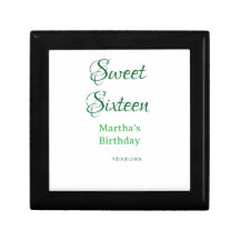 Sweet Sixteen green name date calligraphy boho ret