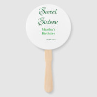 Sweet Sixteen green name date calligraphy boho ret