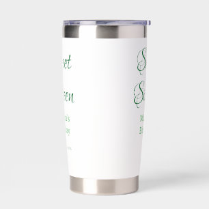 Sweet Sixteen green name date calligraphy boho ret Insulated Tumbler