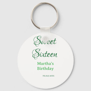 Sweet Sixteen green name date calligraphy boho ret Keychain