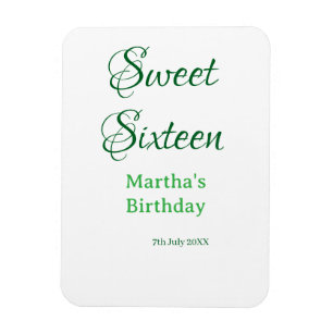 Sweet Sixteen green name date calligraphy boho ret Magnet