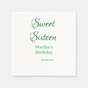 Sweet Sixteen green name date calligraphy boho ret Napkins