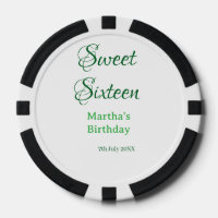 Sweet Sixteen green name date calligraphy boho ret