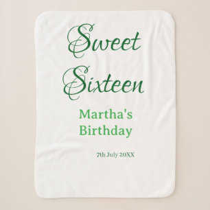 Sweet Sixteen green name date calligraphy boho ret Sherpa Blanket