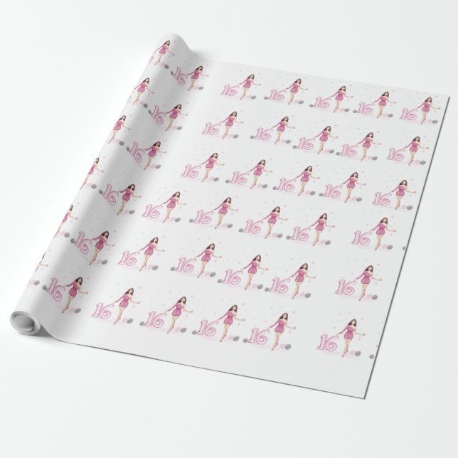 sweet sixteen, happy 16th birthday, wrapping paper (Unrolled)