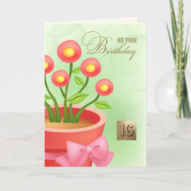 Sweet Sixteen Happy Birthday Greeting Cards (Front)