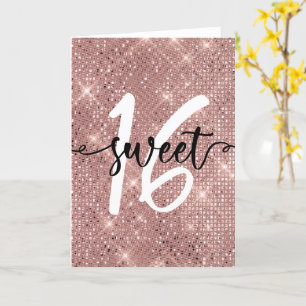 Sweet Sixteen Happy Birthday Rose Gold Chic Card