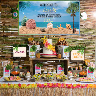 Sweet Sixteen Hawaiian Luau Banner
