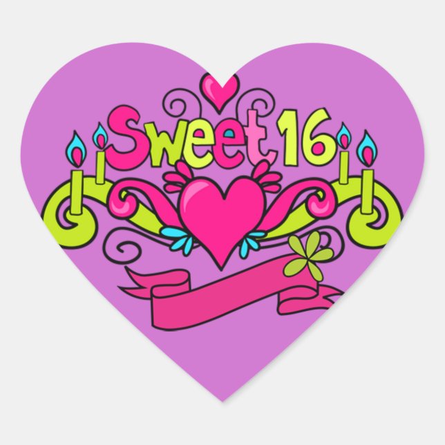 sweet sixteen heart sticker (Front)