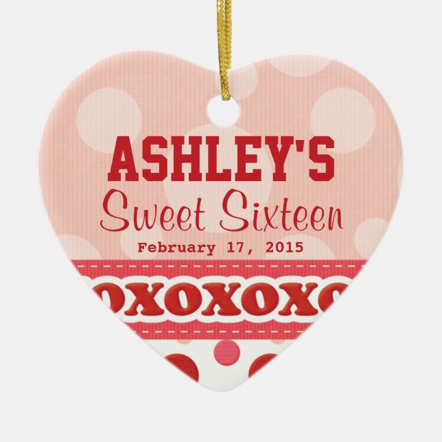 Sweet Sixteen Heart Theme Ornament (Front)