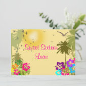 Sweet Sixteen, Hibiscus, Hawaiian Luau Invitation (Standing Front)