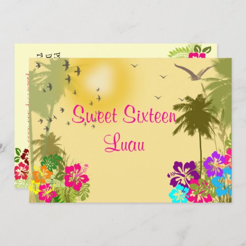 Sweet Sixteen Hibiscus Hawaiian Luau Invitation