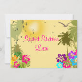 Sweet Sixteen, Hibiscus, Hawaiian Luau Invitation (Front)