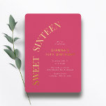 Sweet Sixteen | Hot Pink and Gold 16th Birthday Foil Invitation<br><div class="desc">Modern sweet 16 invitations with real foil. Bright pink and gold.</div>